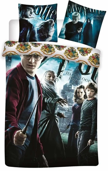 Billede af Harry Potter Sengetøj - 140x200 cm - Harry Potter & Dumbledore - Vendbar sengesæt - 100% bomuld hos Shopdyner.dk